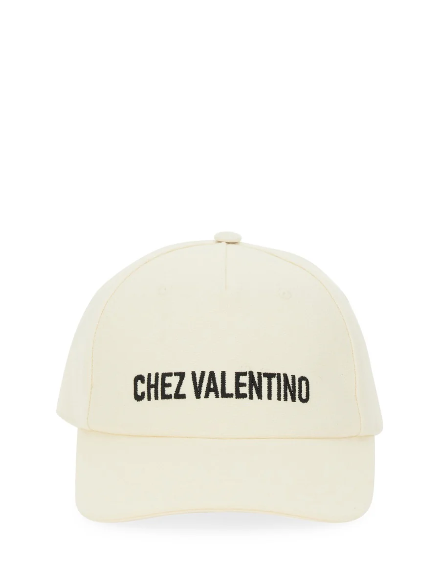 VALENTINO GARAVANI Chez Valentino Cotton Baseball Cap with Embroidery