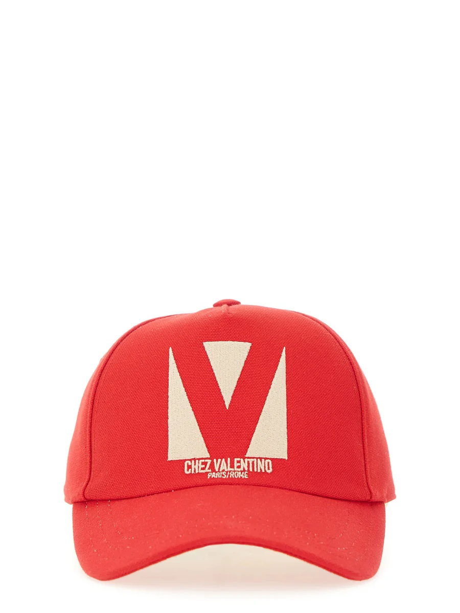 VALENTINO GARAVANI Chez Valentino Cotton Baseball Cap with Embroidery