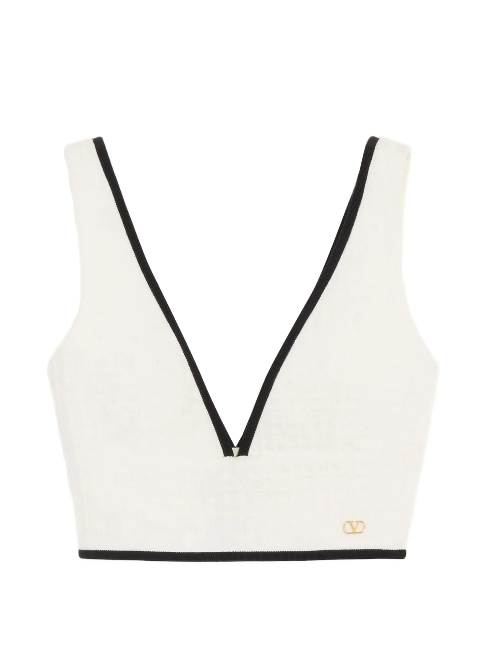 Valentino Garavani Contrasting Grosgrain Trim Zip Closure Top Size 40
