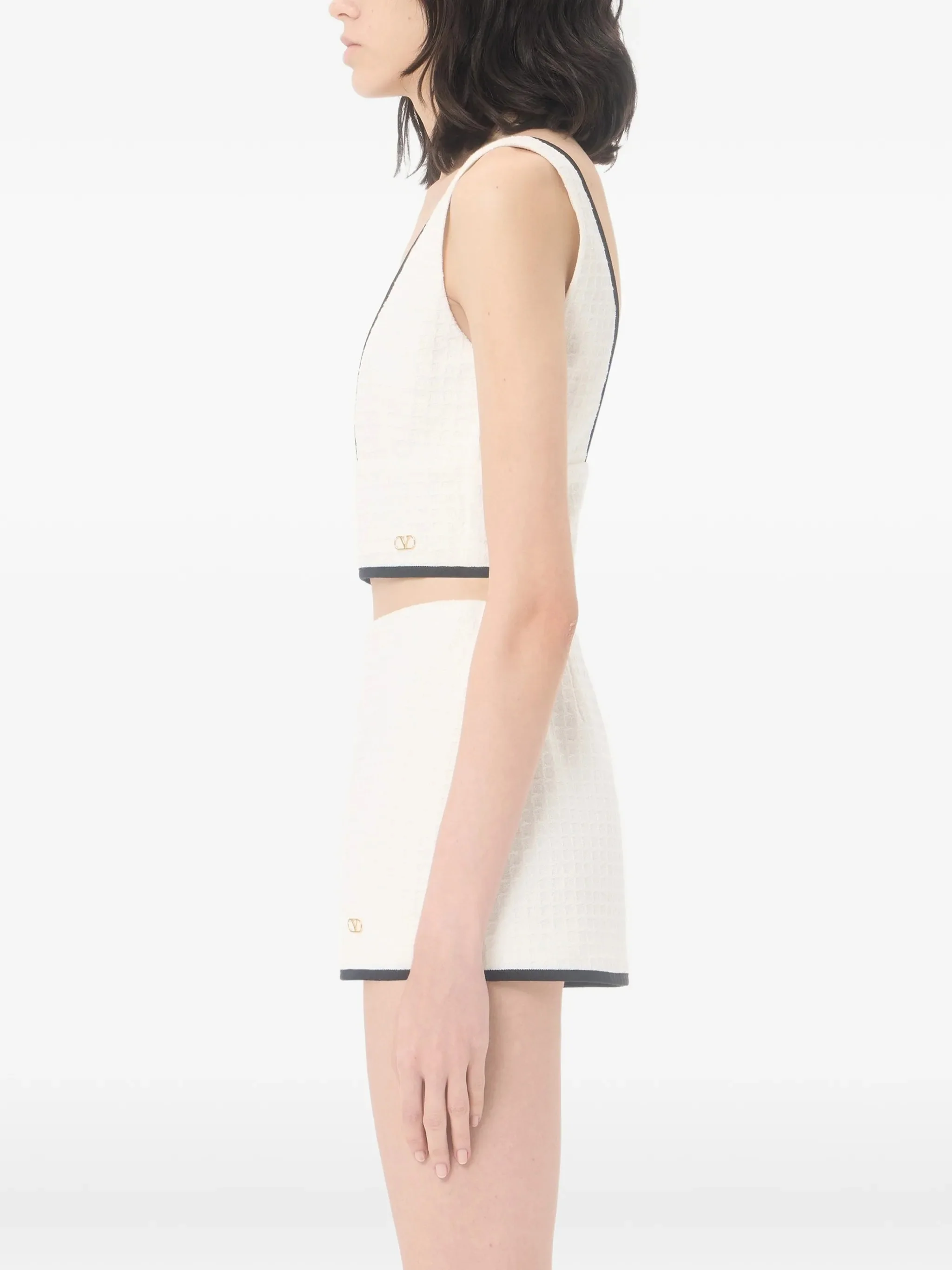 Valentino Garavani Contrasting Grosgrain Trim Zip Closure Top Size 40 - Image 4