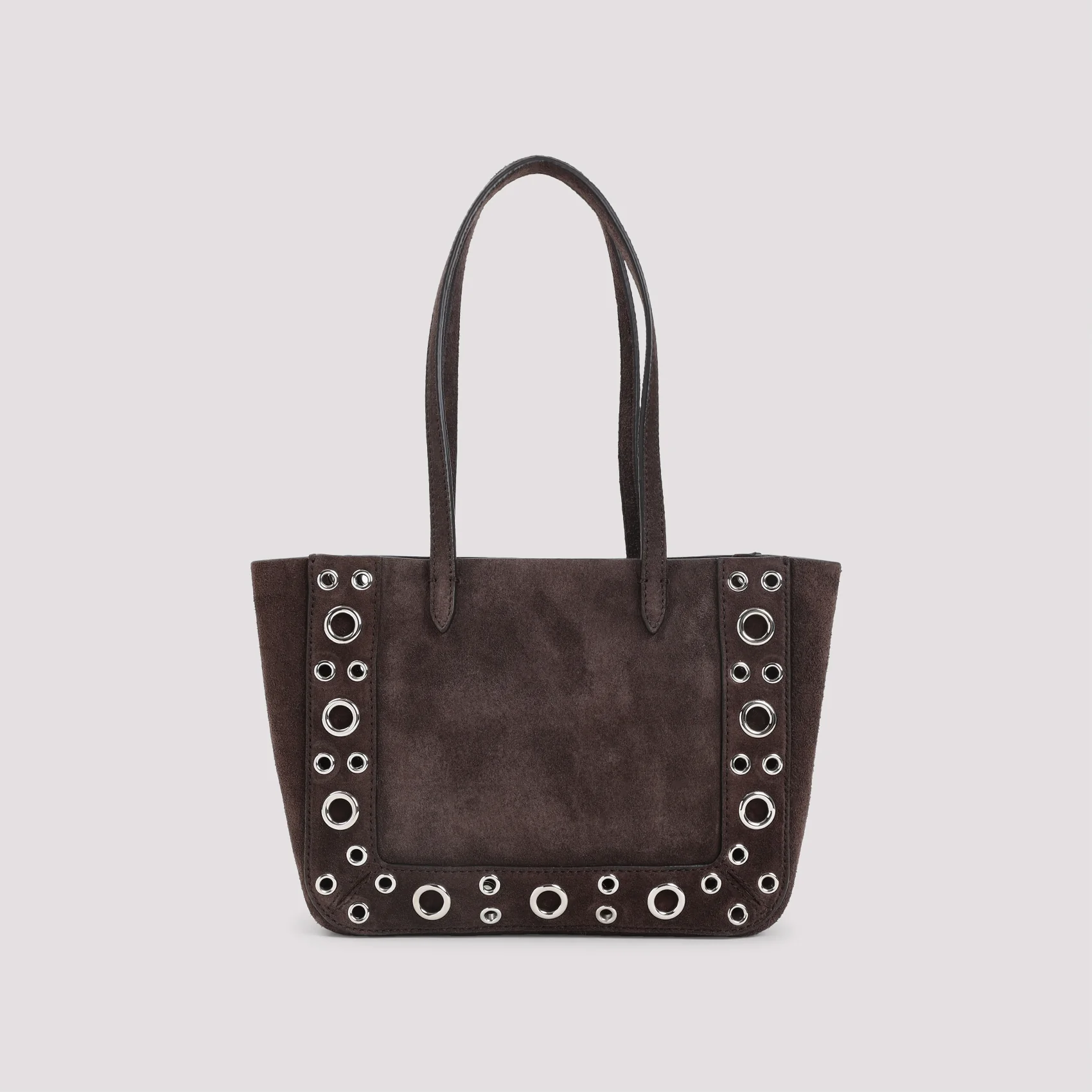 Valentino Garavani Nellcôte Mini Suede Shopping Bag with Trim Decorated with Ball Studs and Rivets - Image 4