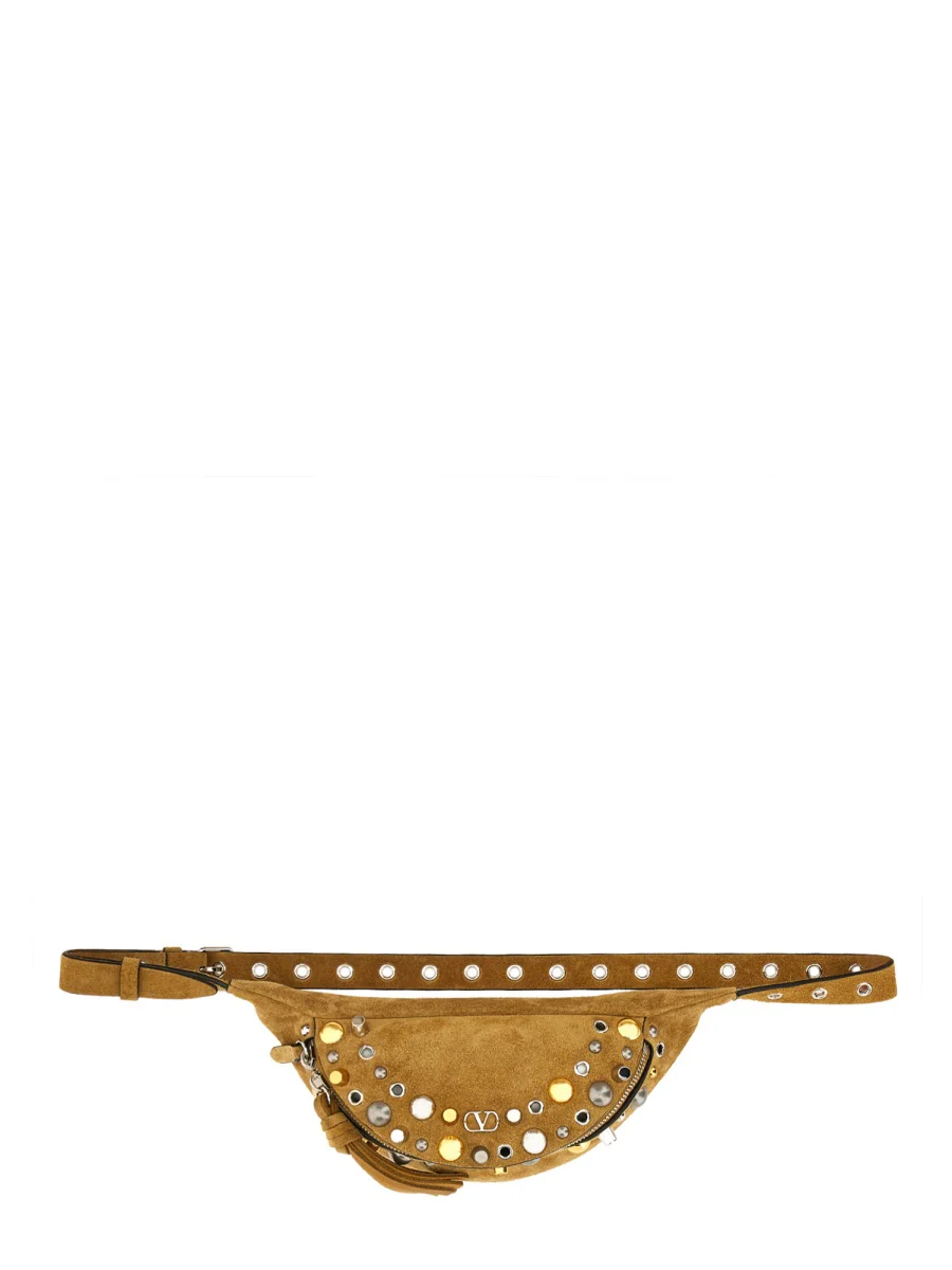 VALENTINO GARAVANI Pouch with Studded Decorations in Suede Man