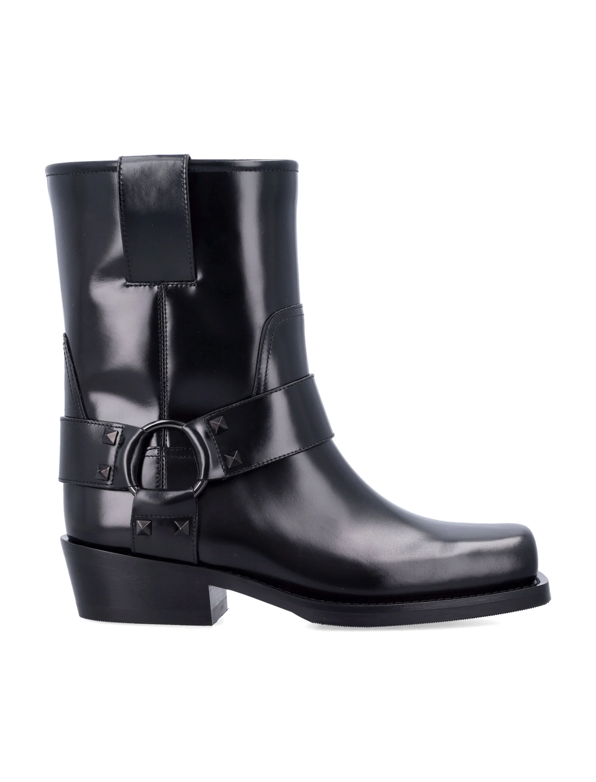 VALENTINO GARAVANI Rockstud Biker Ankle Boot in Brushed Leather - Image 5