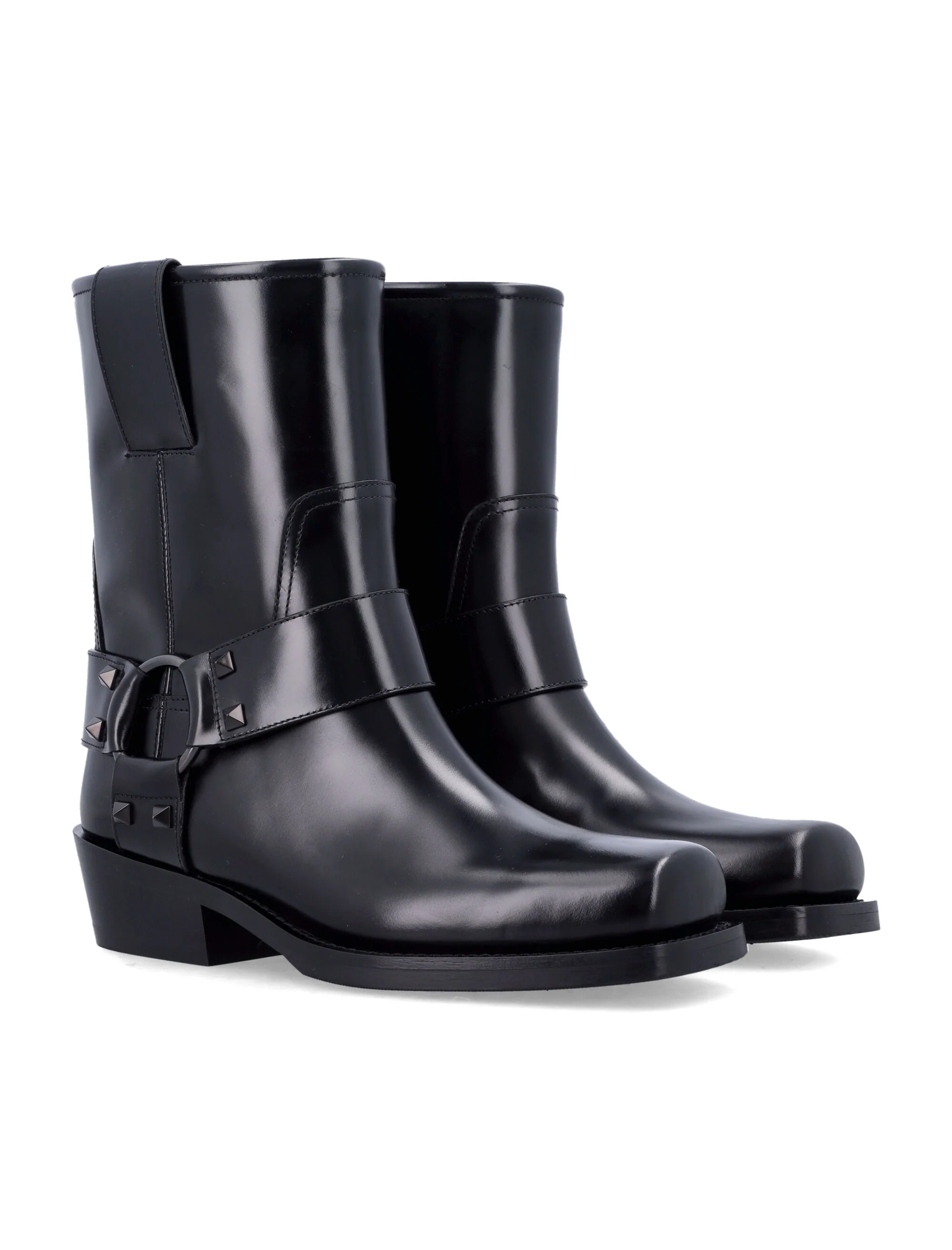 VALENTINO GARAVANI Rockstud Biker Ankle Boot in Brushed Leather - Image 6