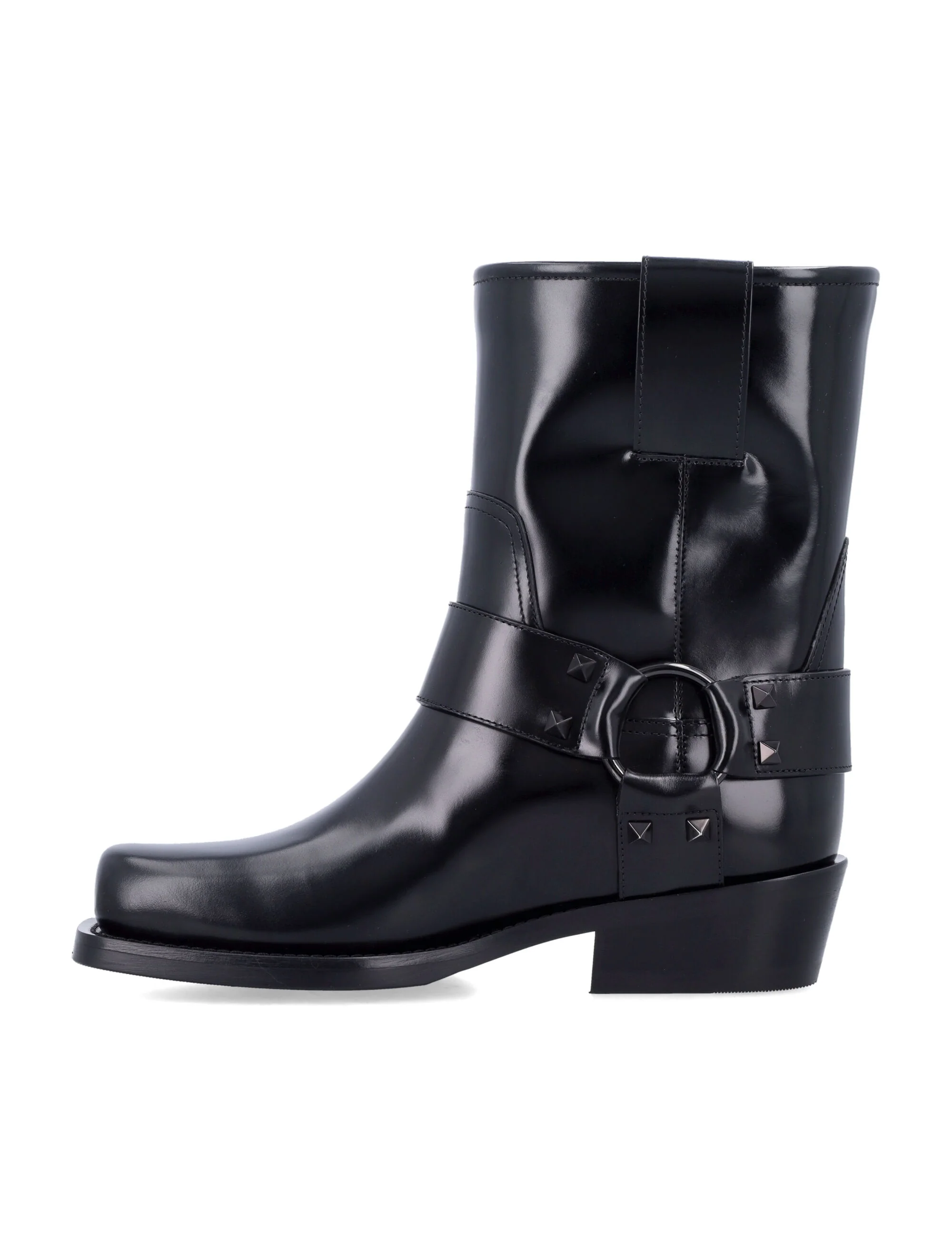 VALENTINO GARAVANI Rockstud Biker Ankle Boot in Brushed Leather - Image 7