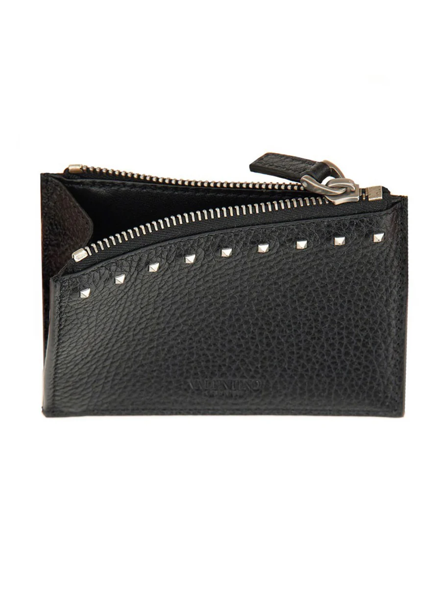 VALENTINO GARAVANI Rockstud Zipped Card Case in Grainy Leather - Image 3