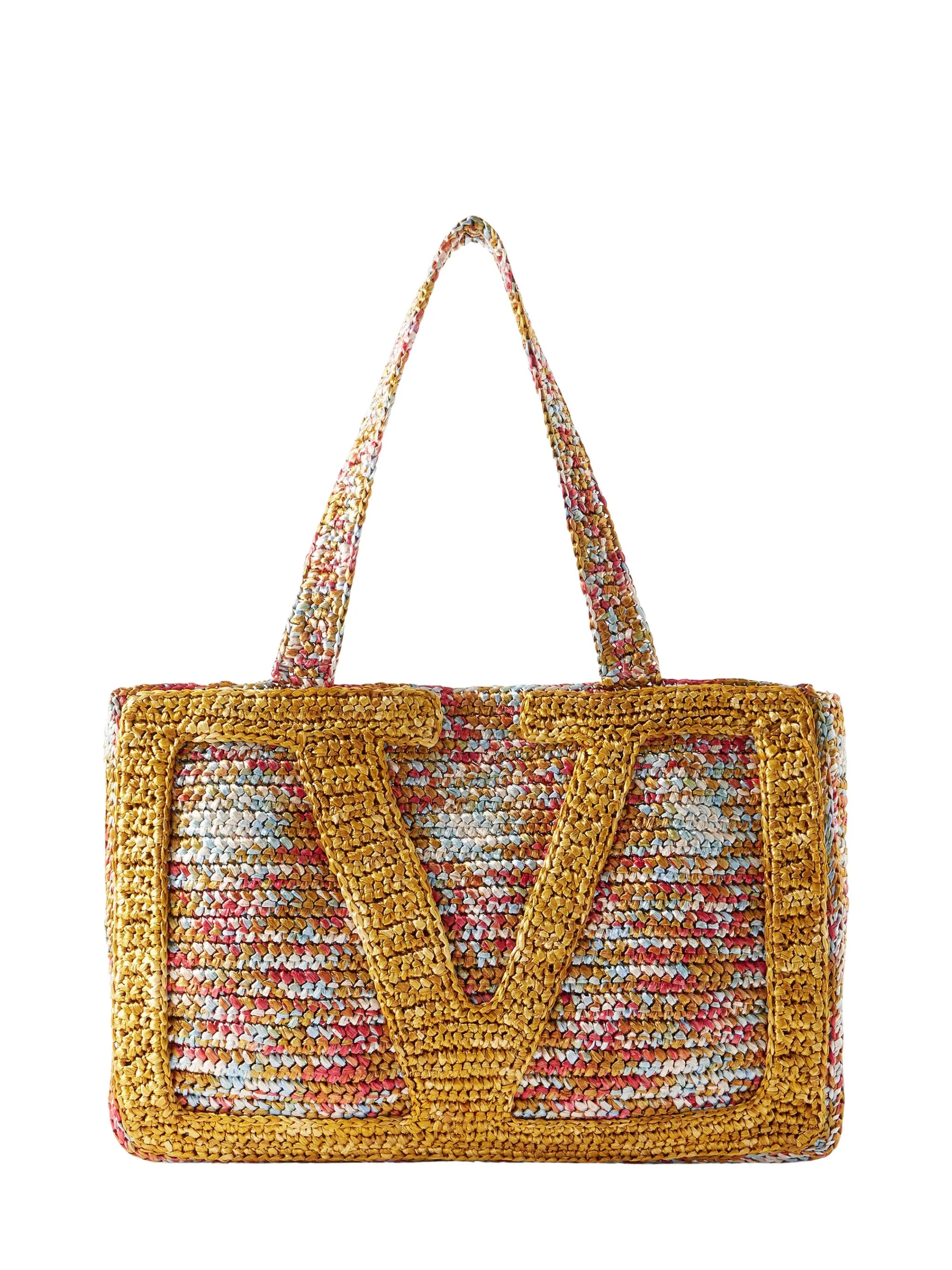 Valentino Garavani Viva Superstar Medium Shopping Bag in Raffia - Woman