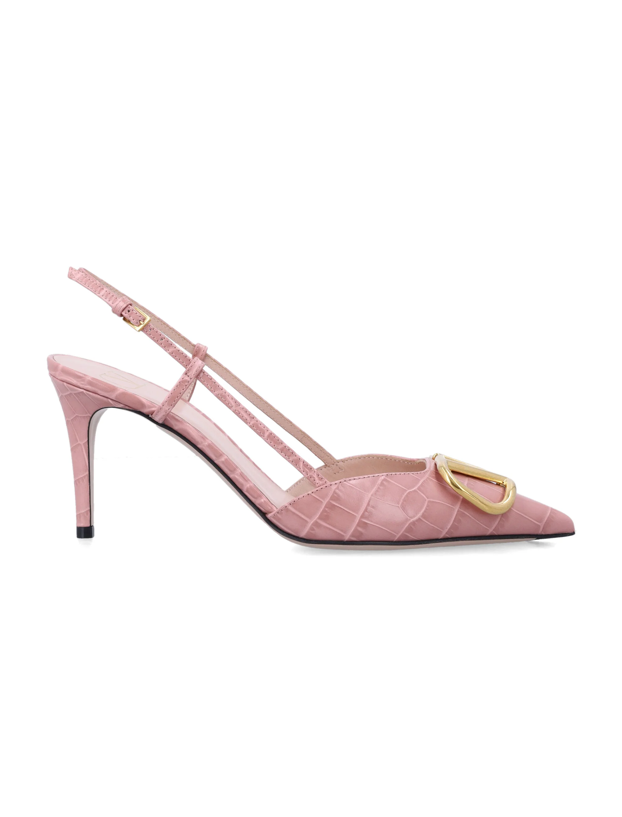 Valentino Garavani VLogo 80 Embellished Croc-effect Leather Slingback Pumps