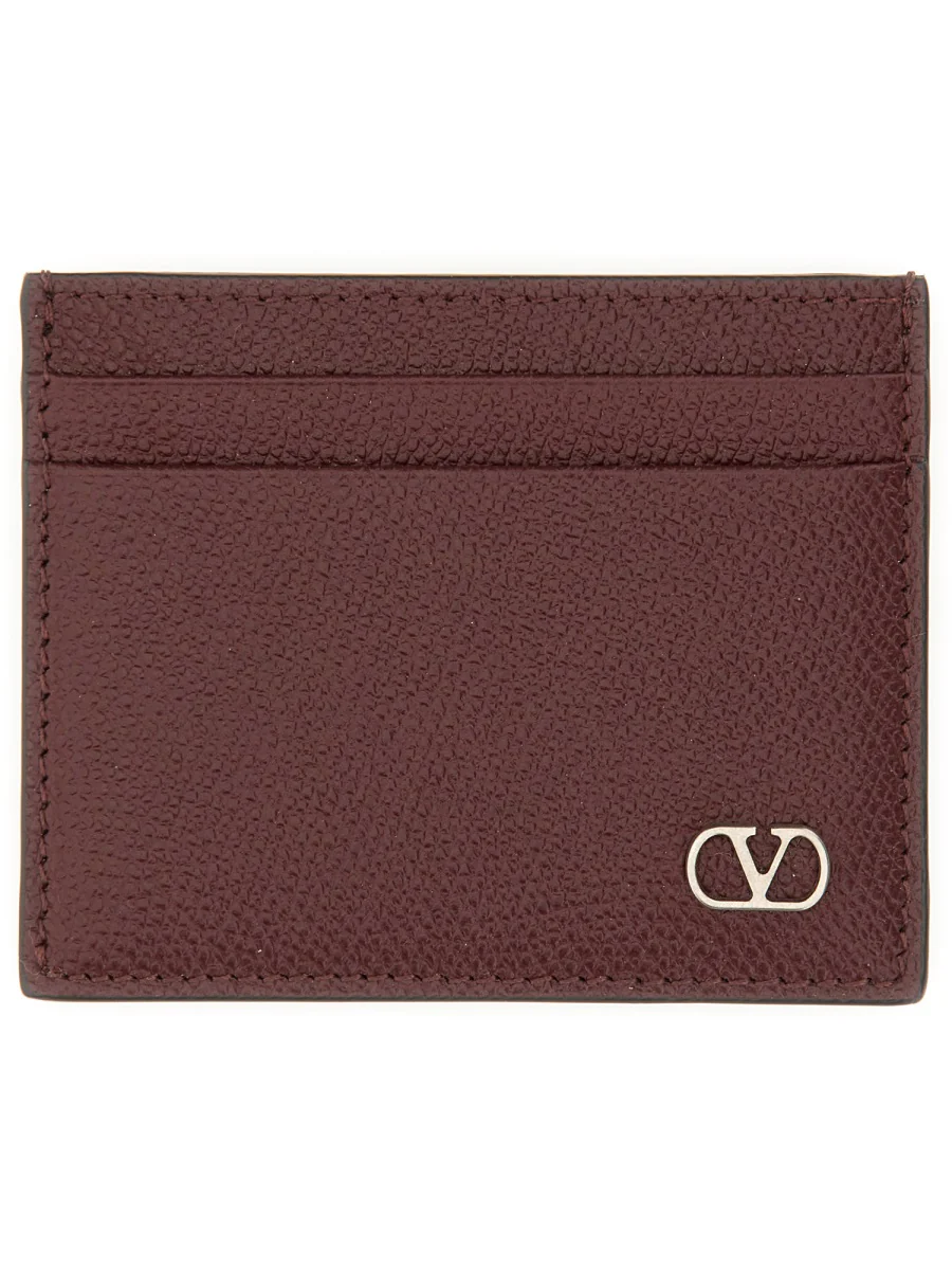 VALENTINO GARAVANI Vlogo Signature Grainy Calfskin Card Holder for Man