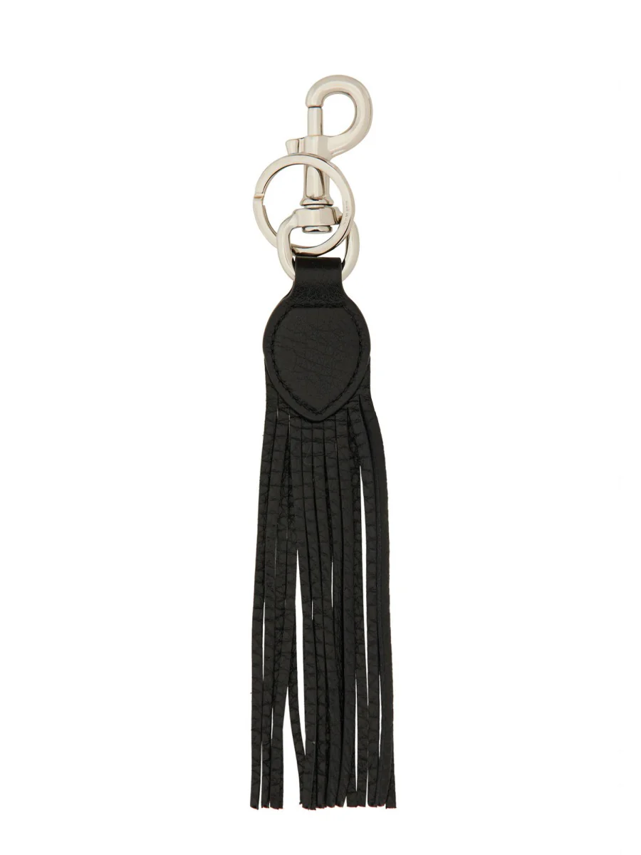 VALENTINO GARAVANI Vlogo Signature Key Ring in Grainy Calfskin and Metal - Image 2