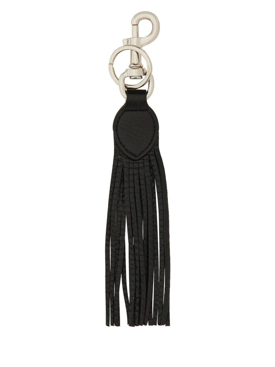 VALENTINO GARAVANI Vlogo Signature Key Ring in Grainy Calfskin and Metal - Image 4