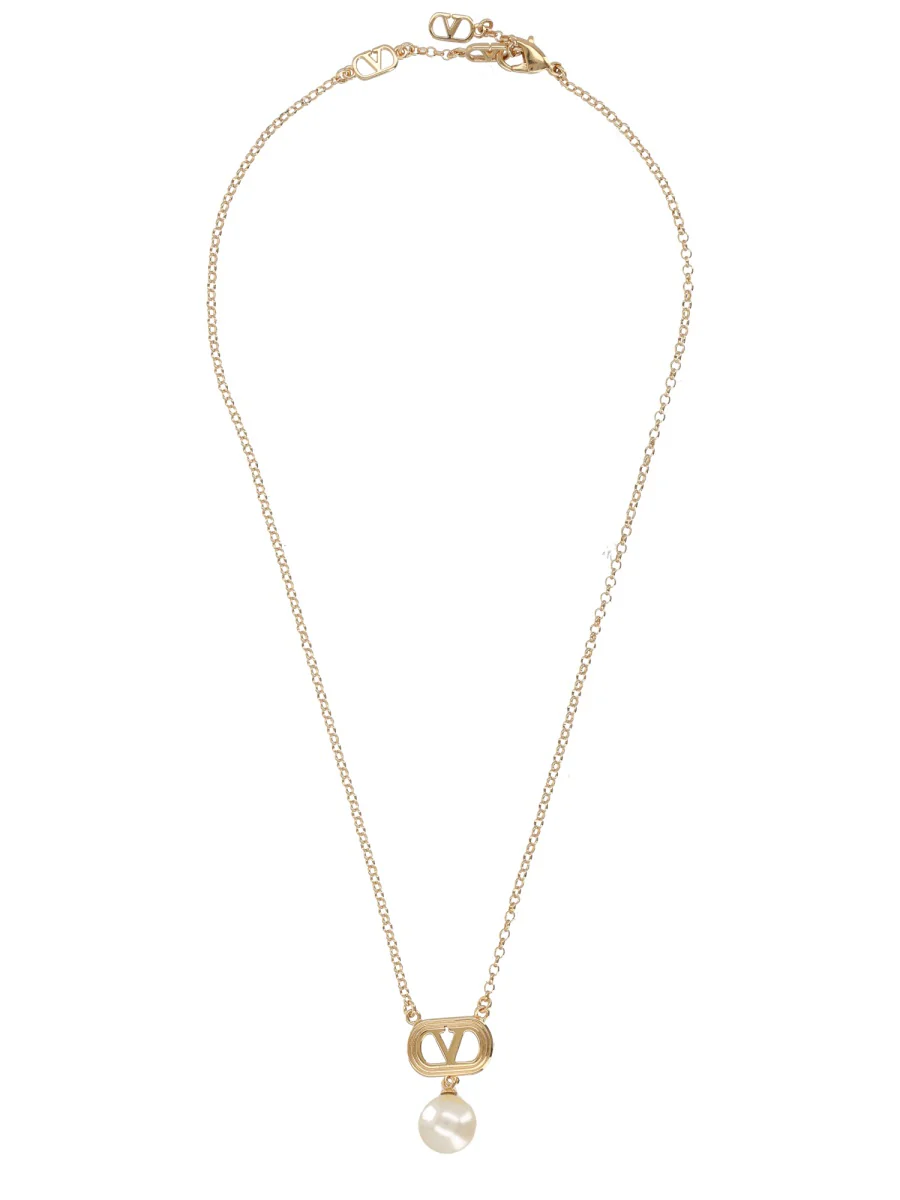 Valentino Garavani Women's Mini Bronze Necklace with Logo - Image 2