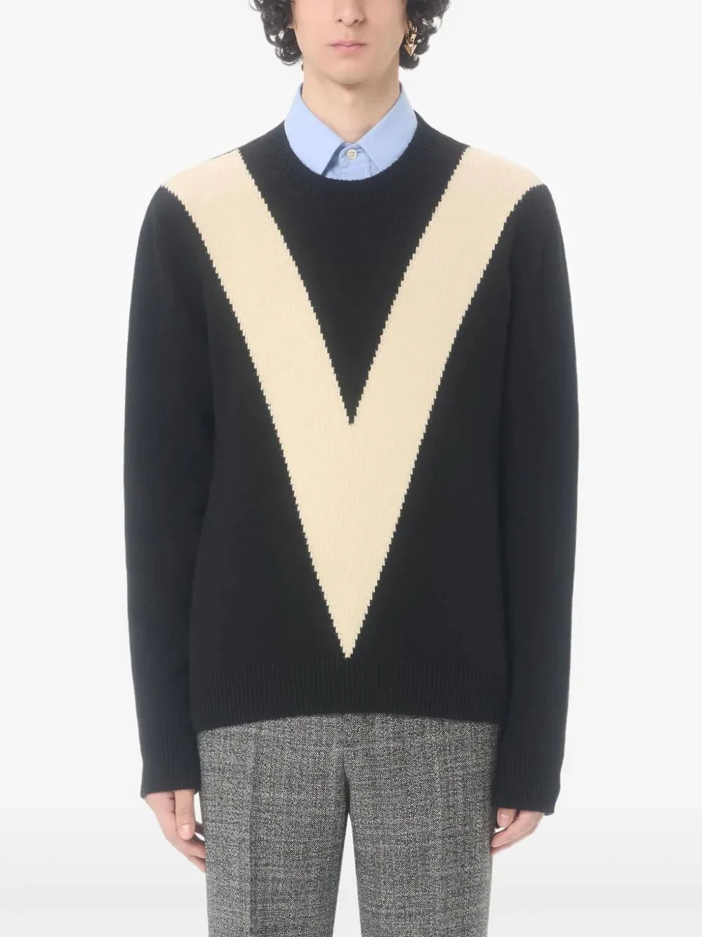 Valentino Men's Sweater with Crew Neck Design - Image 4