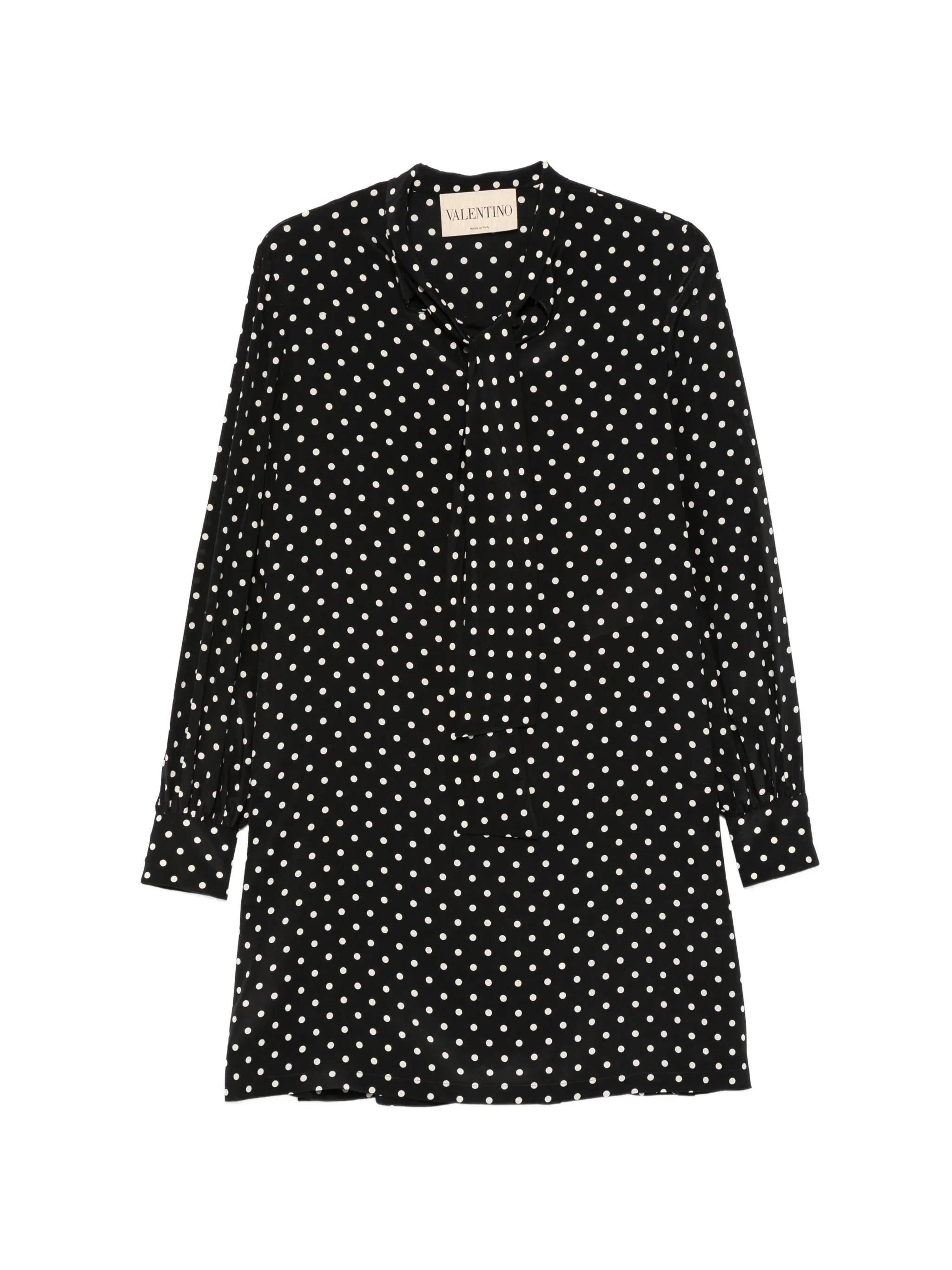 Valentino Mini Flared Dress with Long Sleeves and Knotted Bow