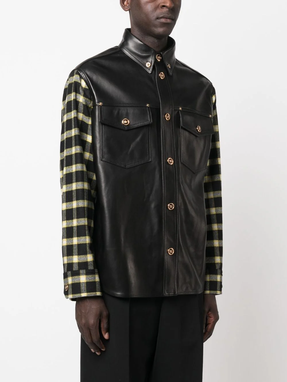 VERSACE Checked-panel Shirt Jacket - Image 4