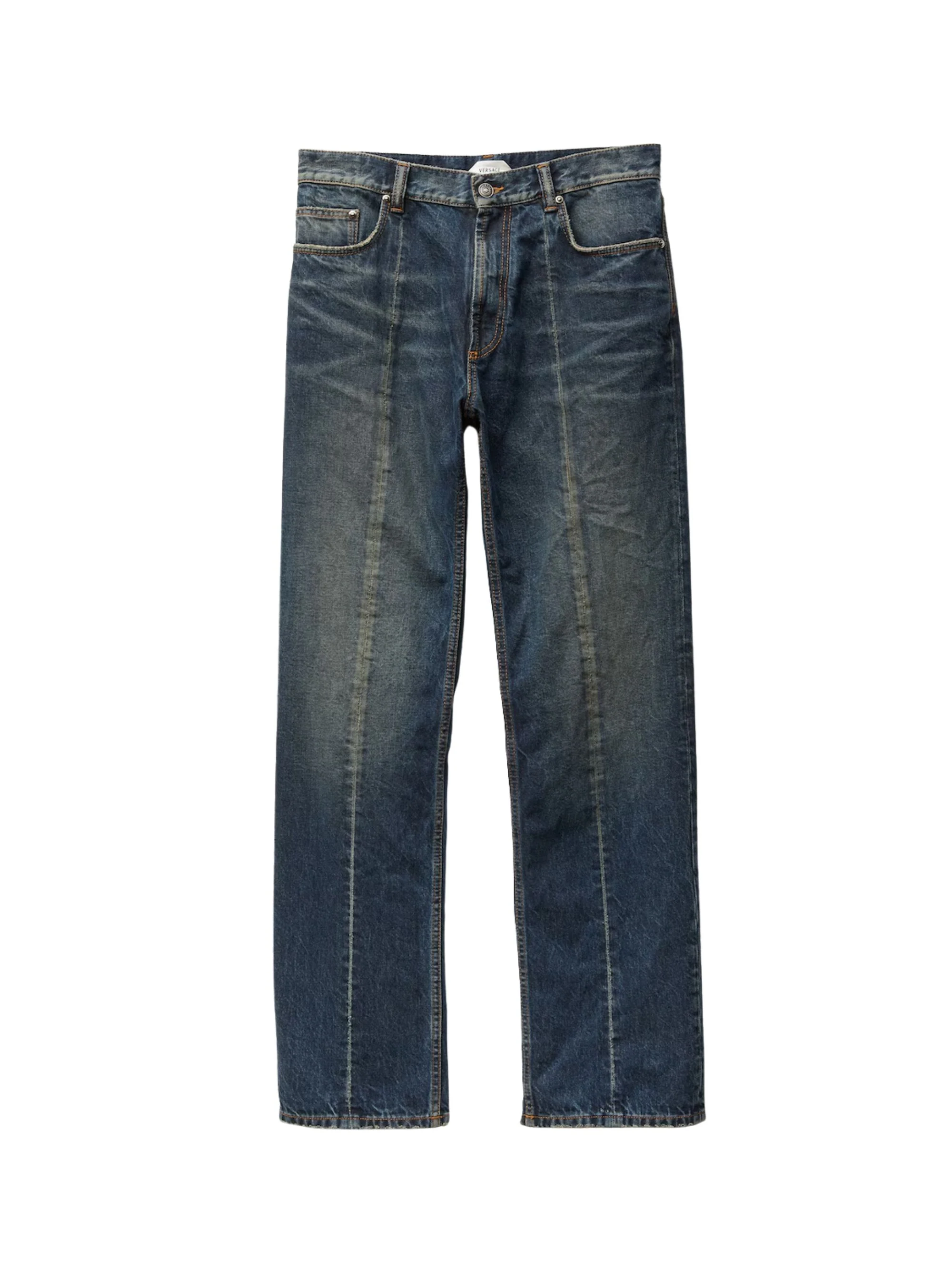 Versace Distressed Mid-rise Straight-leg Jeans