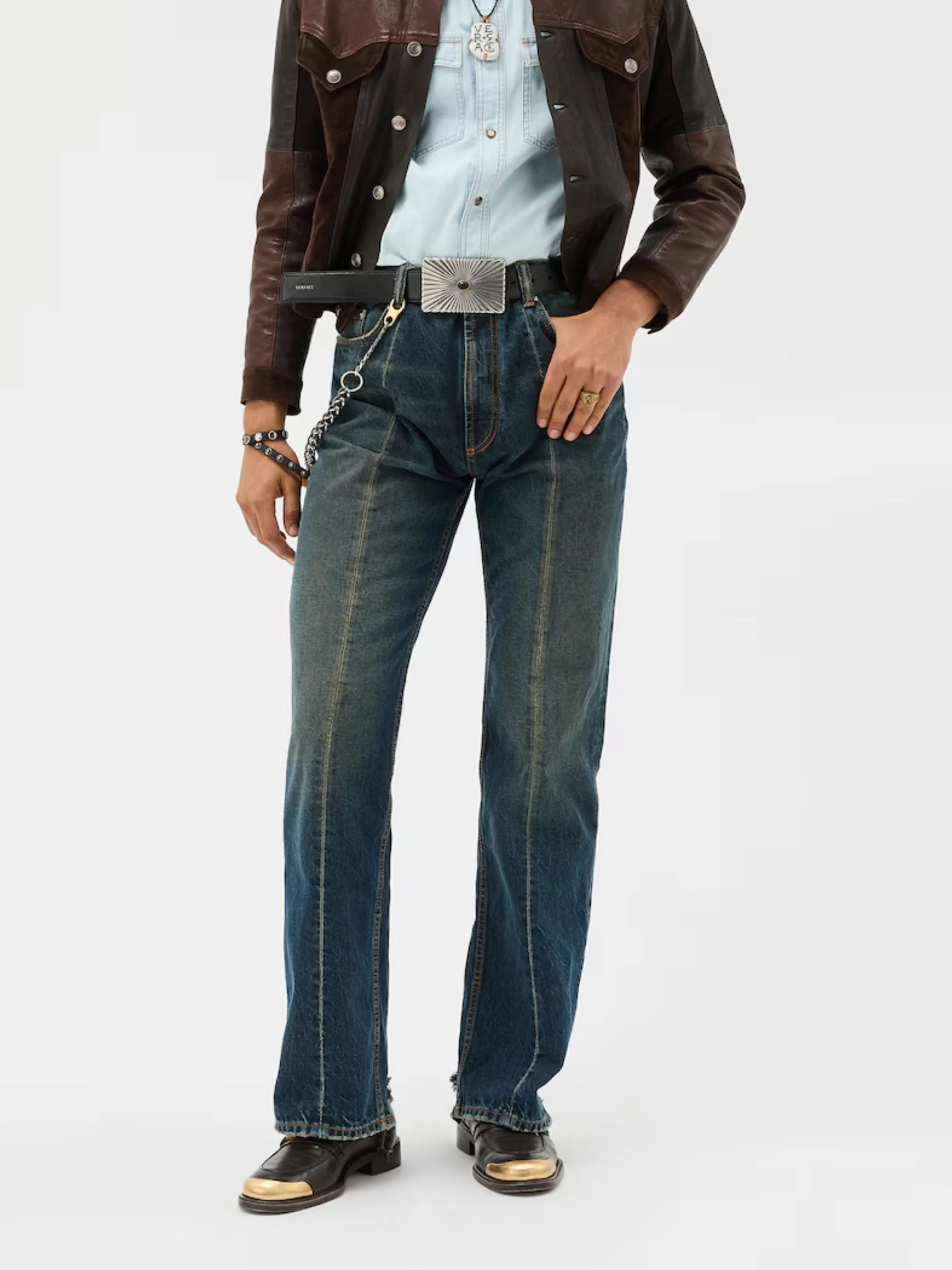 Versace Distressed Mid-rise Straight-leg Jeans - Image 2