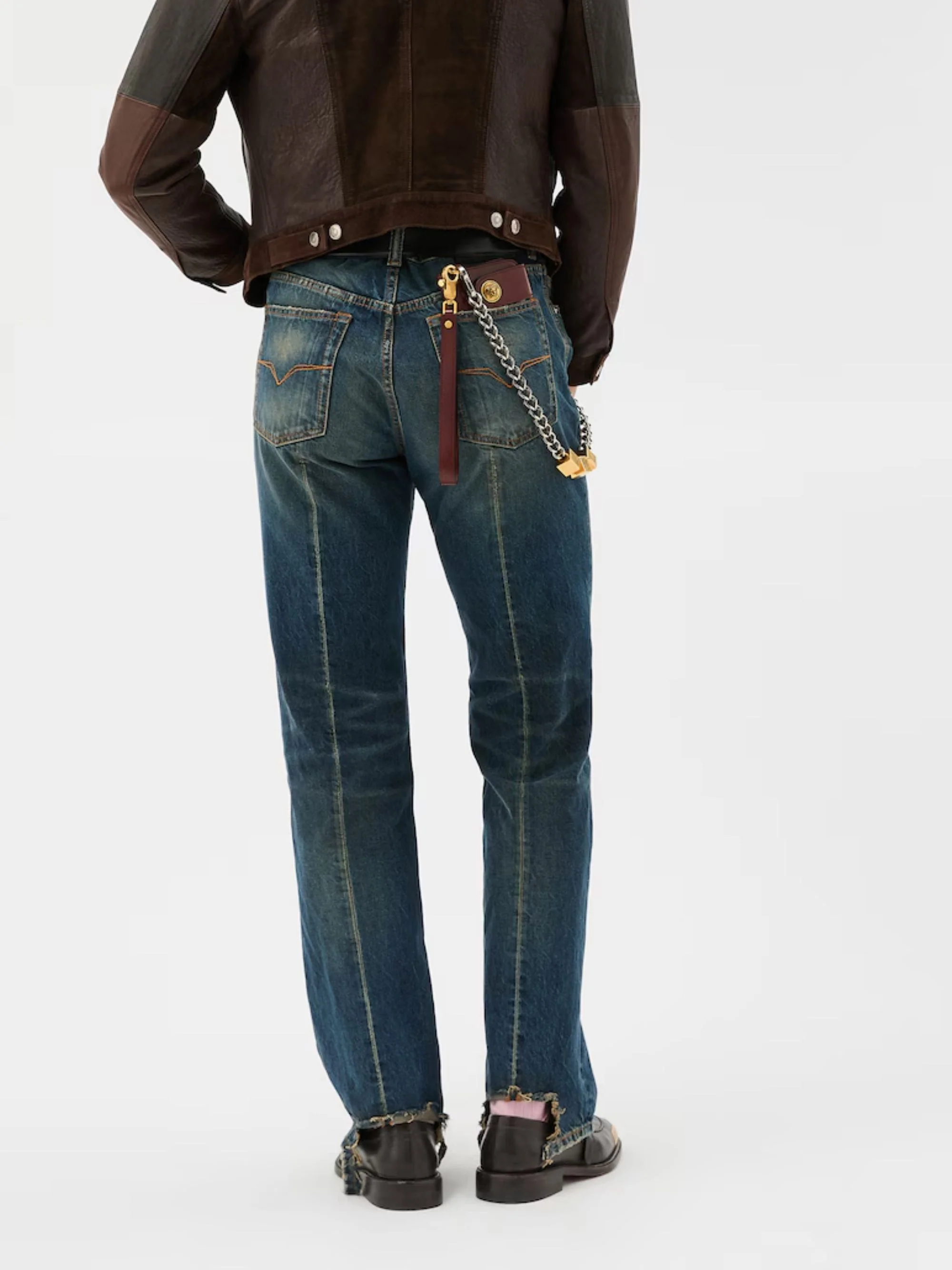 Versace Distressed Mid-rise Straight-leg Jeans - Image 3