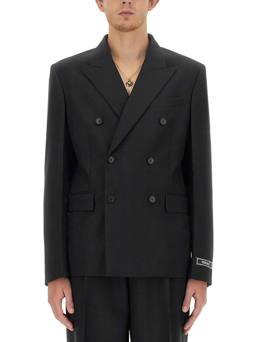 VERSACE Double-breasted Wool Blazer