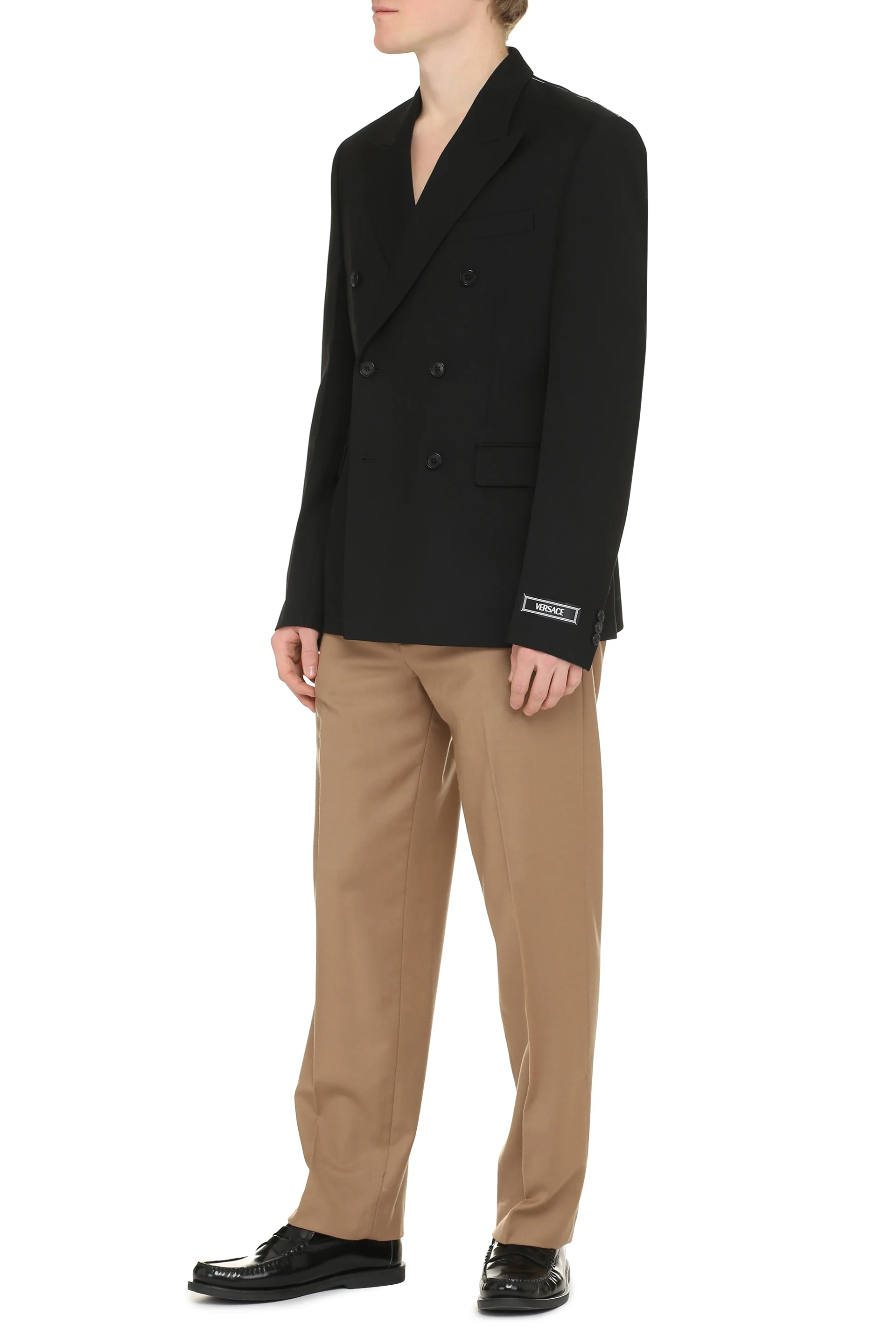 Versace Double-breasted Wool Blazer for Men - Image 3