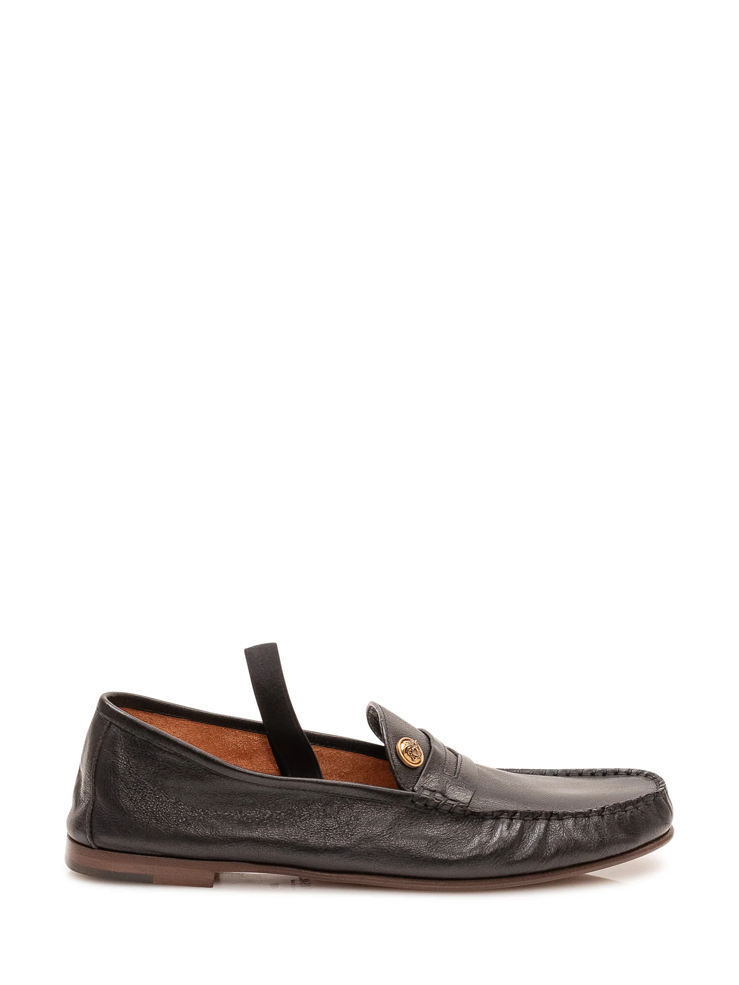 Versace Elegant Moccasin with Strap and Button Detail