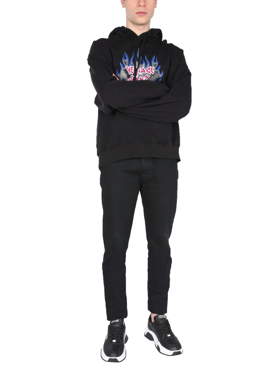 VERSACE JEANS COUTURE COTTON HOODED SWEATSHIRT with ROCK LOGO - Image 2