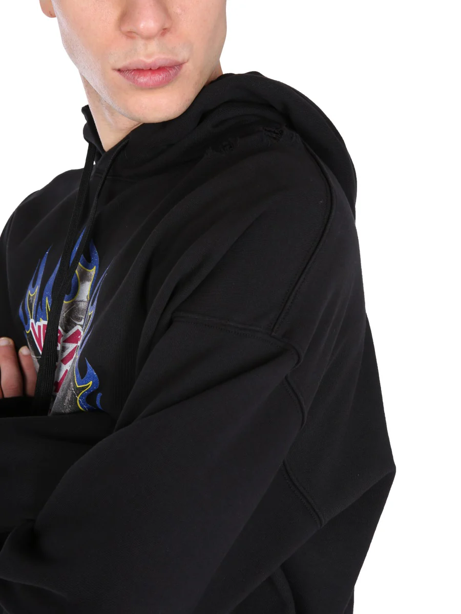 VERSACE JEANS COUTURE COTTON HOODED SWEATSHIRT with ROCK LOGO - Image 4