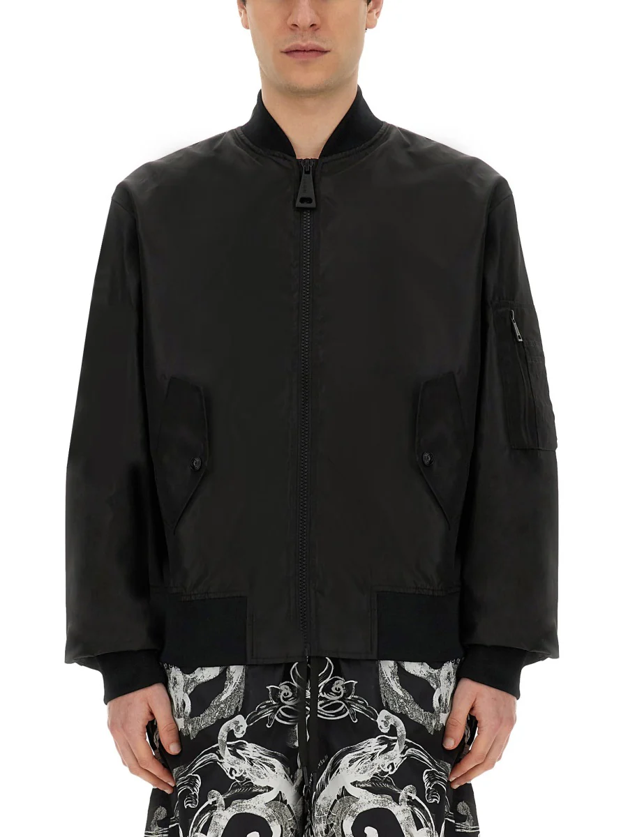VERSACE JEANS COUTURE Logo Bomber Jacket with Long Sleeves