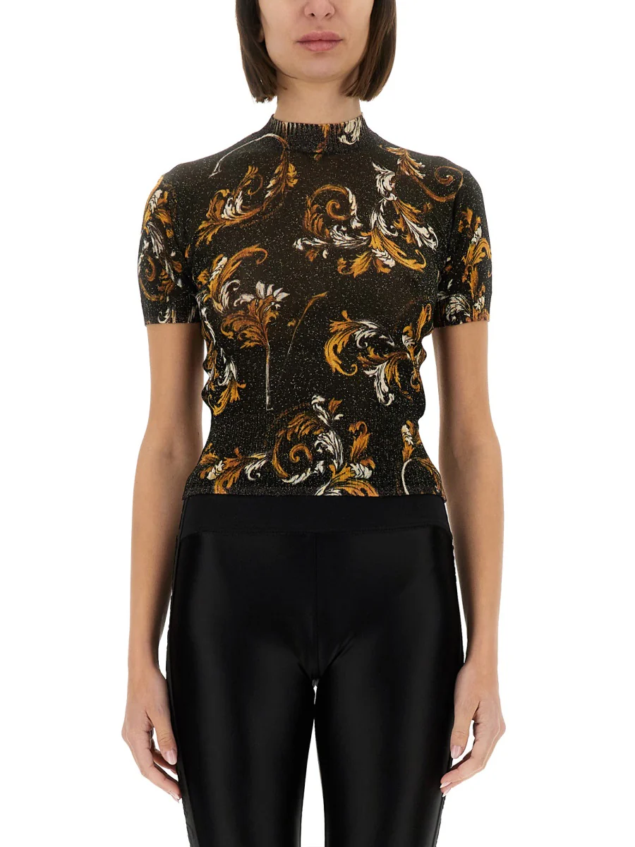 Versace Jeans Couture Mini Cropped Baroque Knit T-Shirt - Image 5