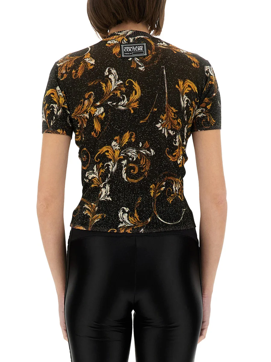 Versace Jeans Couture Mini Cropped Baroque Knit T-Shirt - Image 7