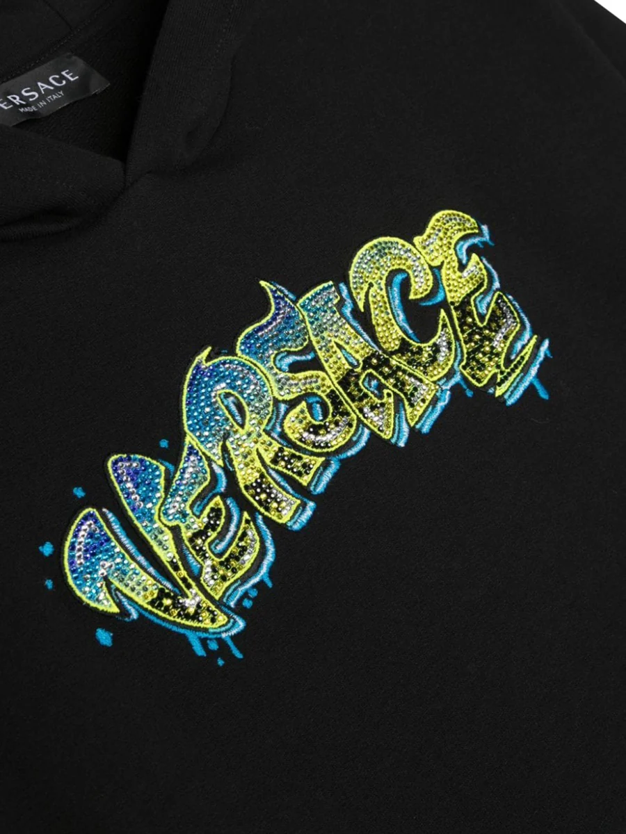 VERSACE Kids Printed Cotton-Jersey Hoodie - Image 3