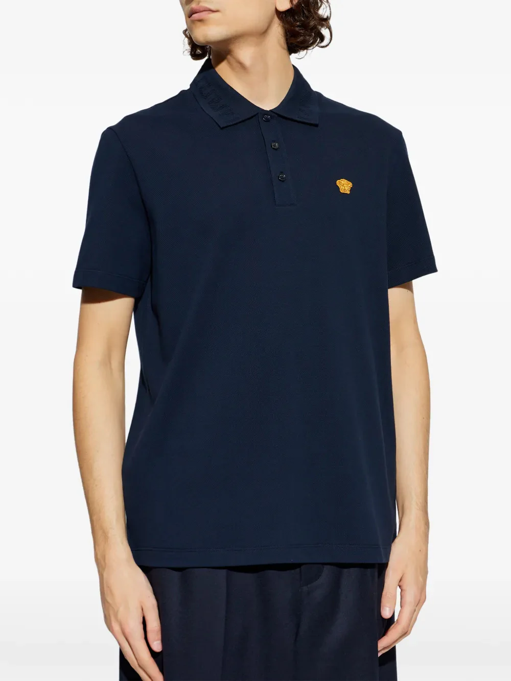Versace Medusa Embroidered Pocket Polo Shirt - Size M - Image 3