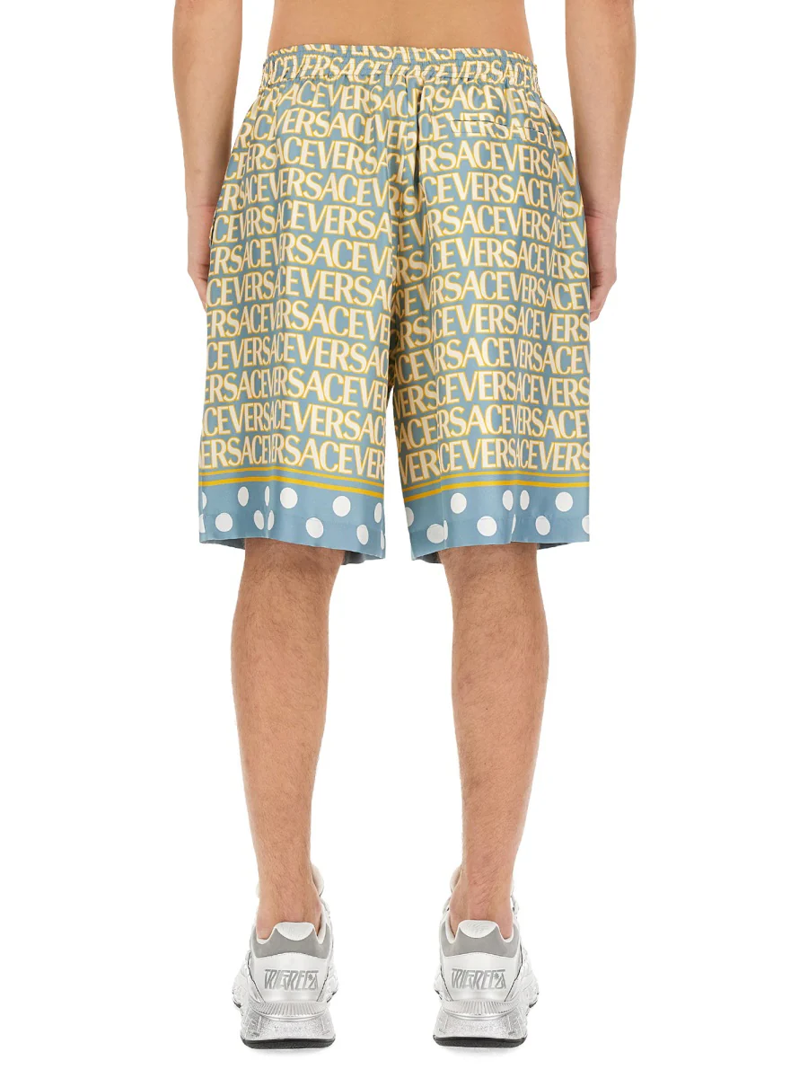 VERSACE Men's All-Over Logo Print Shorts - Image 3