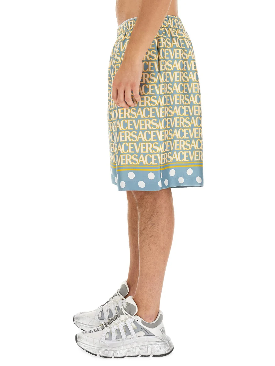 VERSACE Men's All-Over Logo Print Shorts - Image 4