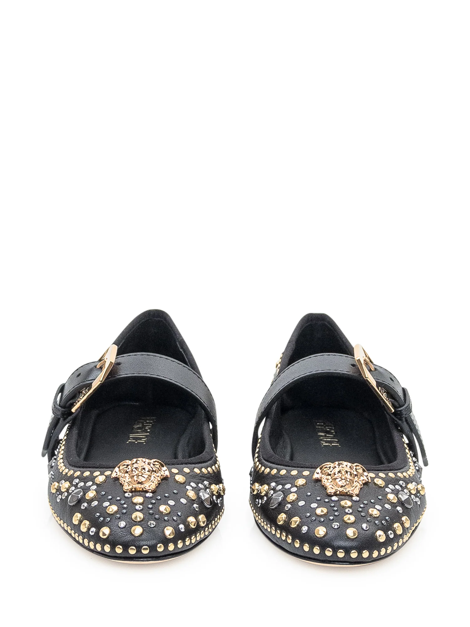 Versace Refined Ballerina Flats with Edgy Embellishments - Image 2
