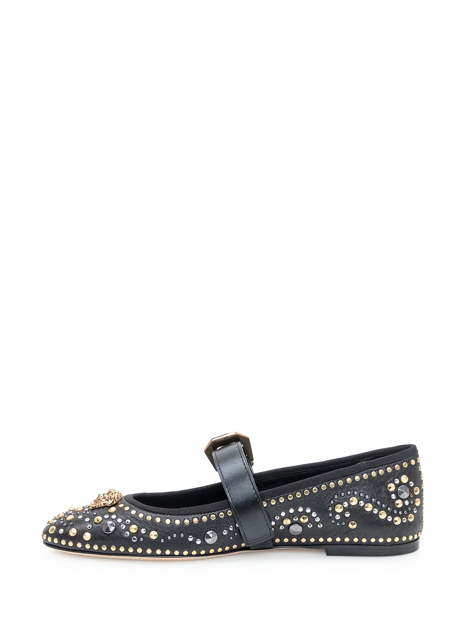 Versace Refined Ballerina Flats with Edgy Embellishments - Image 4
