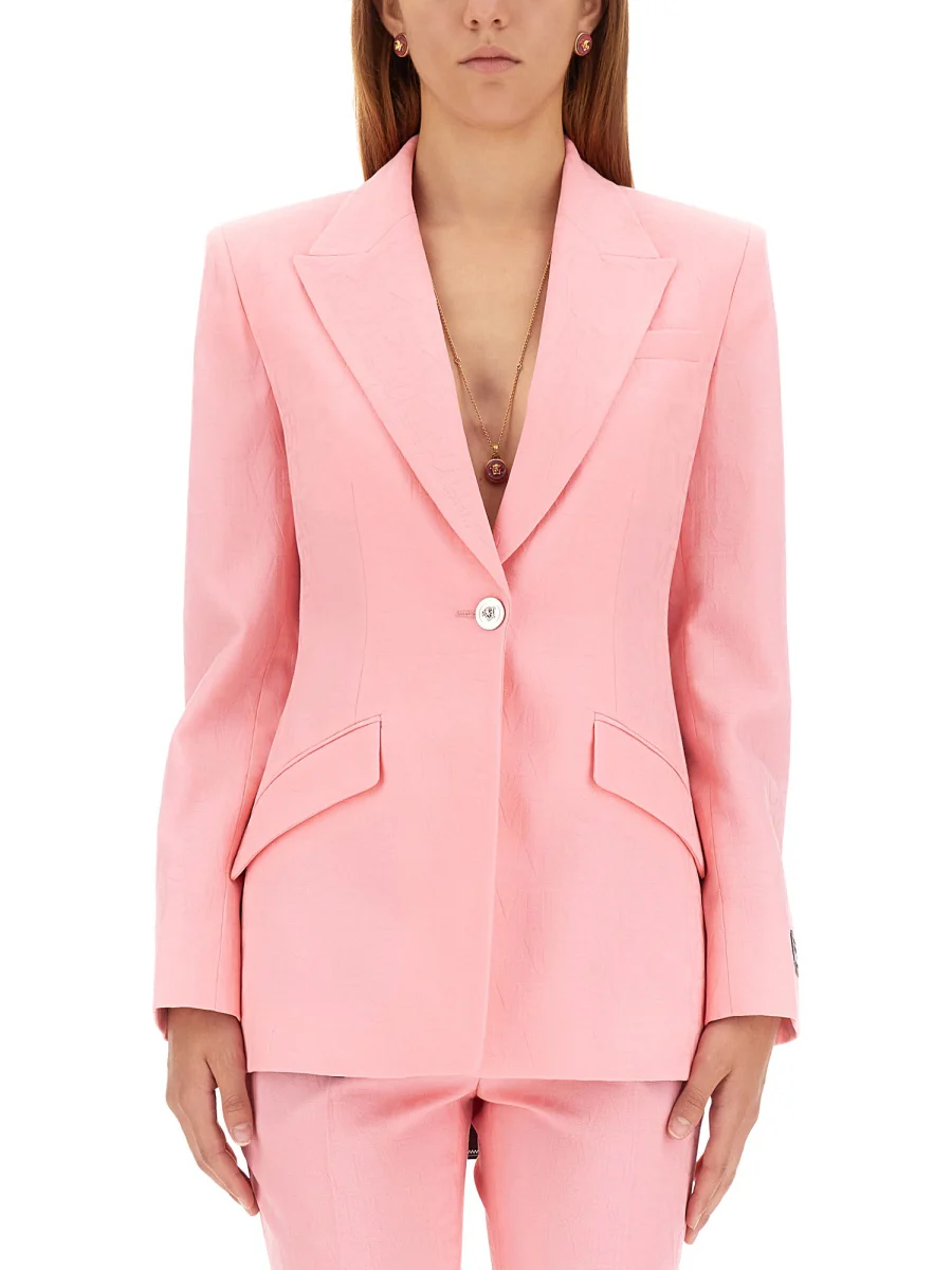 VERSACE Single-breasted All Over Logo Jacket