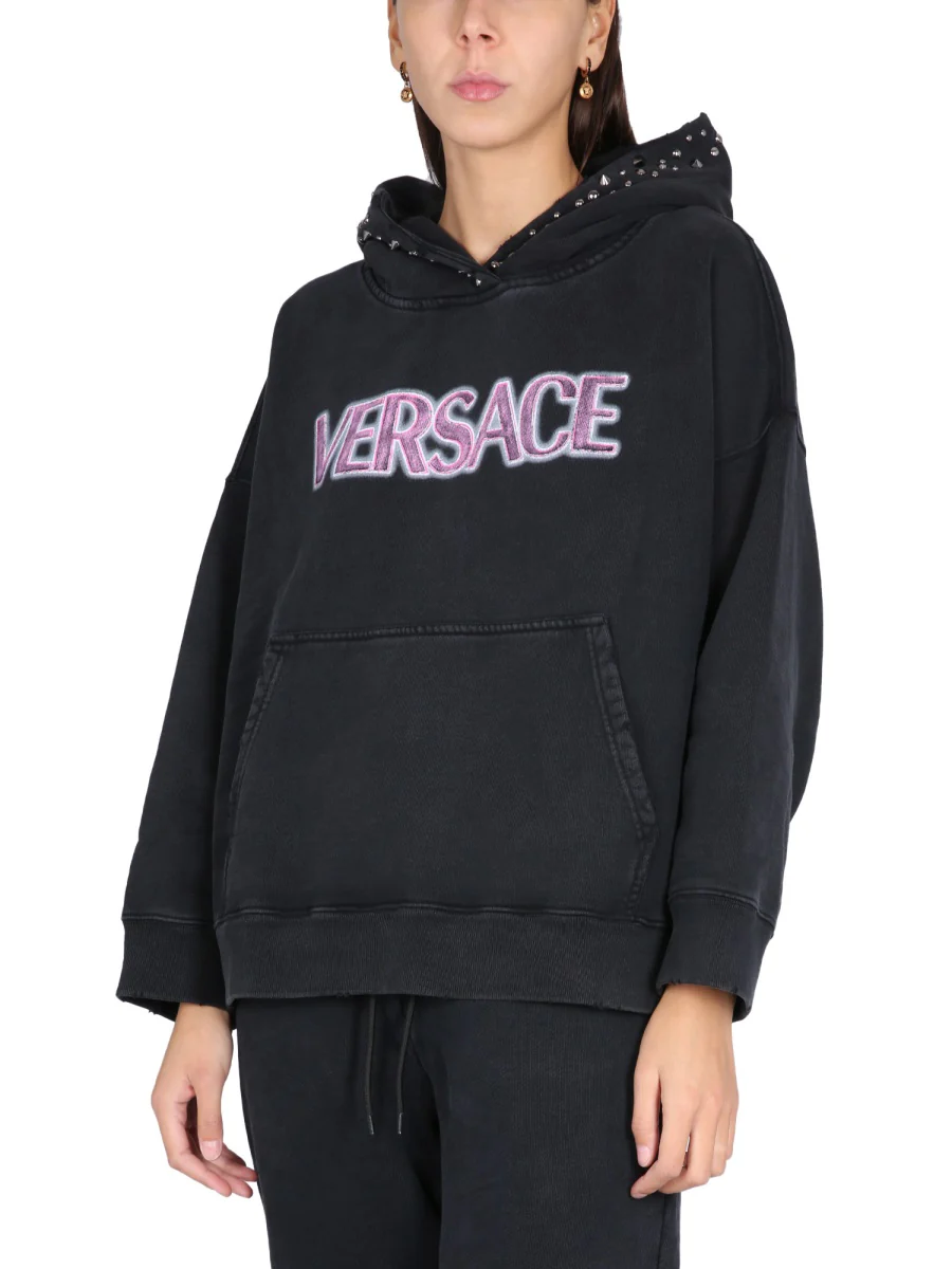 VERSACE Sweatshirt in Cotton with Studs - Image 4
