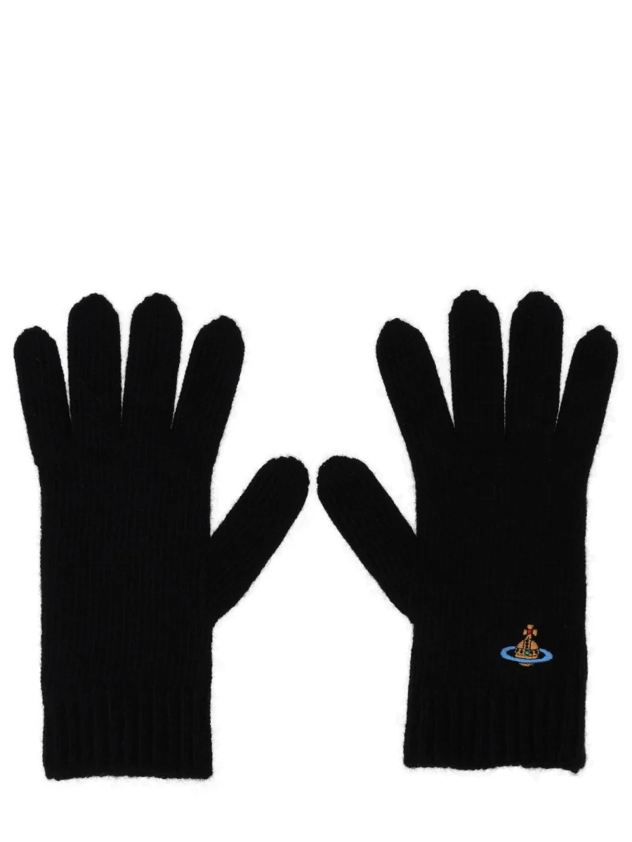 VIVIENNE WESTWOOD Cashmere Gloves with Orb Embroidery
