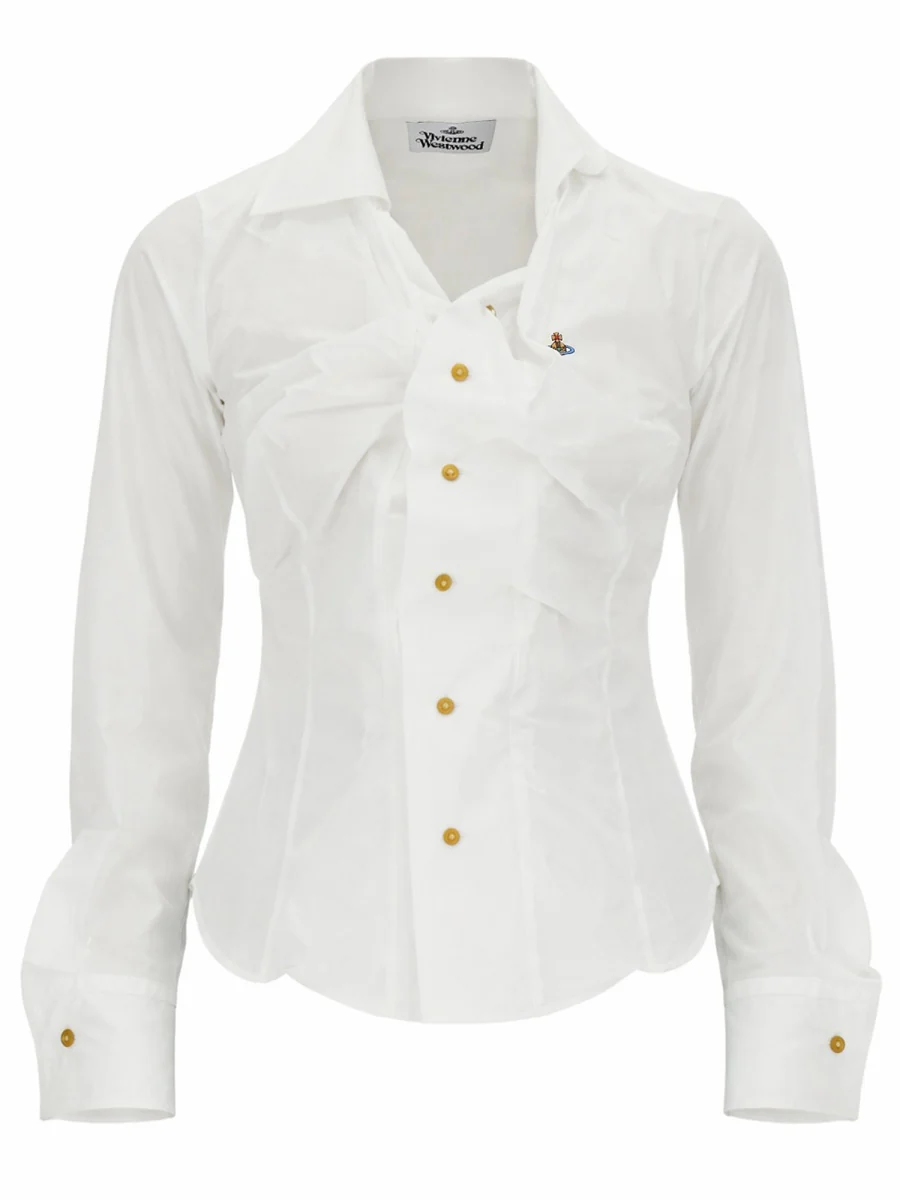 VIVIENNE WESTWOOD Drunken Gathered Cotton Poplin Shirt