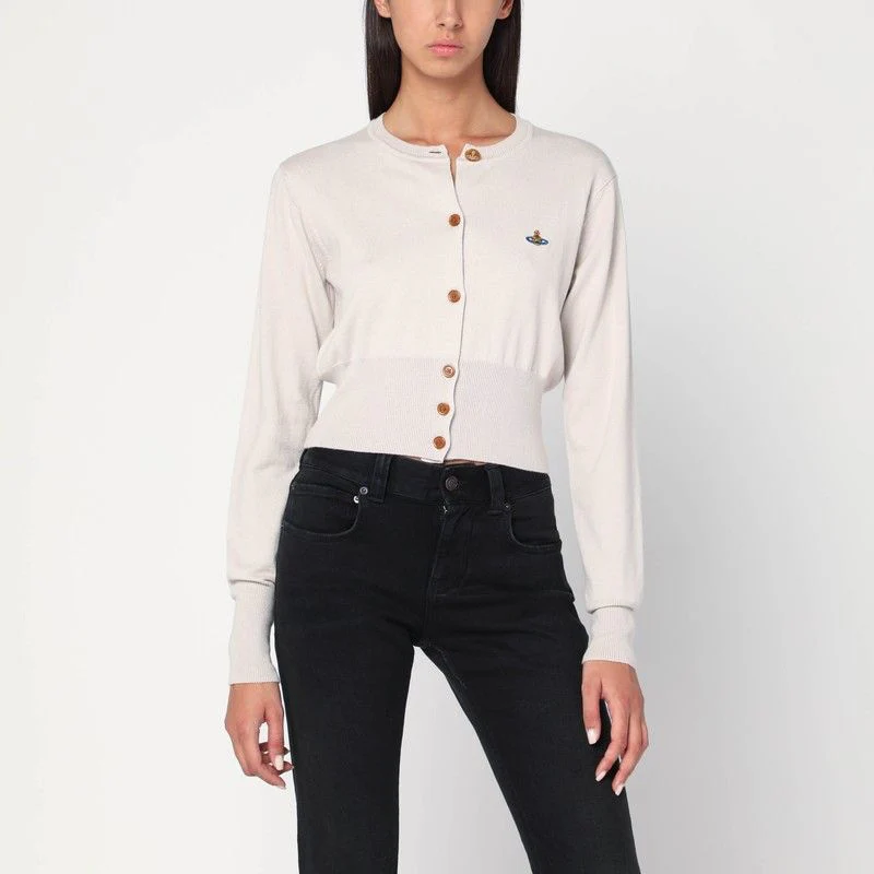 VIVIENNE WESTWOOD Embroidered-logo Crop-length Cardigan - Image 2