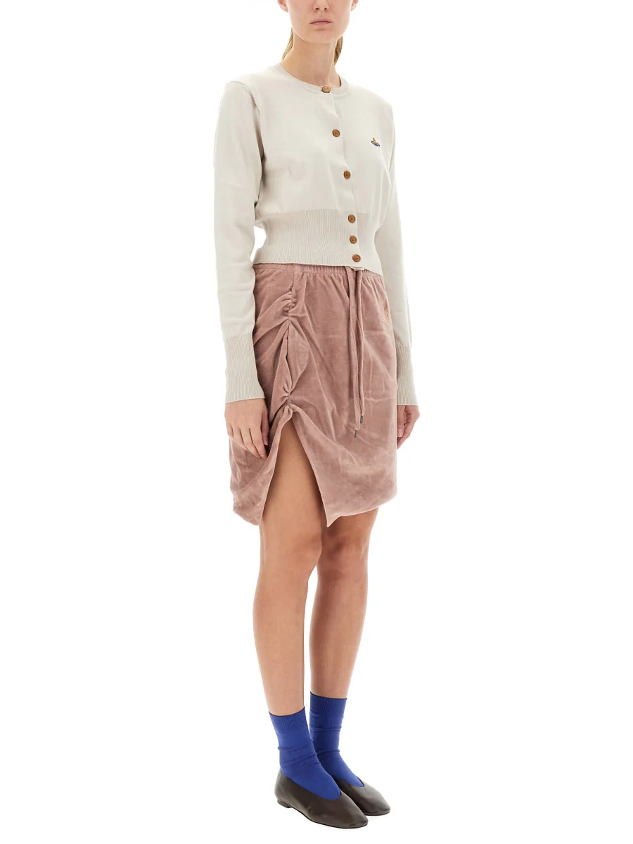 VIVIENNE WESTWOOD Embroidered-logo Crop-length Cardigan - Image 7