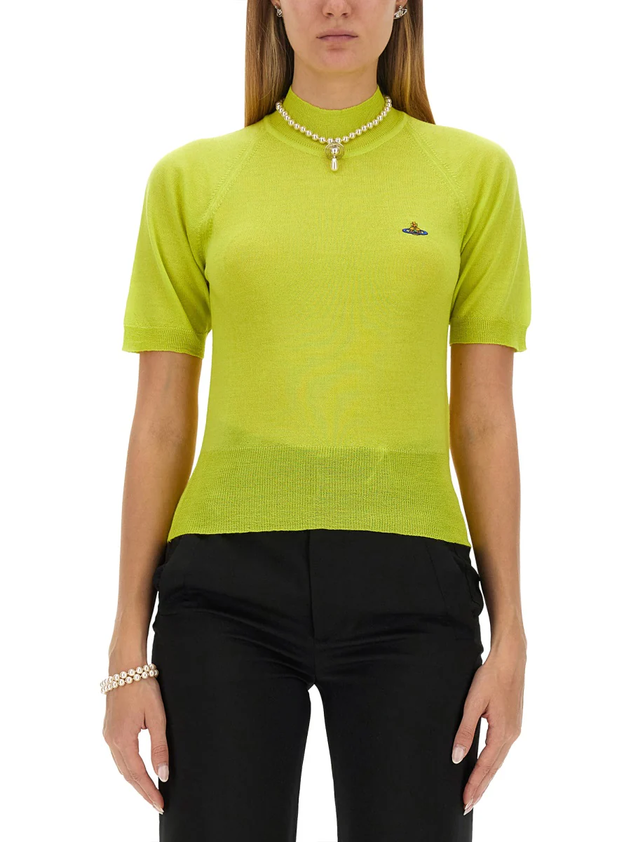 VIVIENNE WESTWOOD Orb Embroidered Short-Sleeved Knitted Jumper