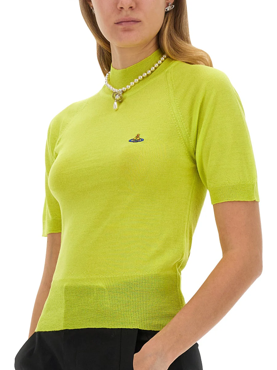 VIVIENNE WESTWOOD Orb Embroidered Short-Sleeved Knitted Jumper - Image 4