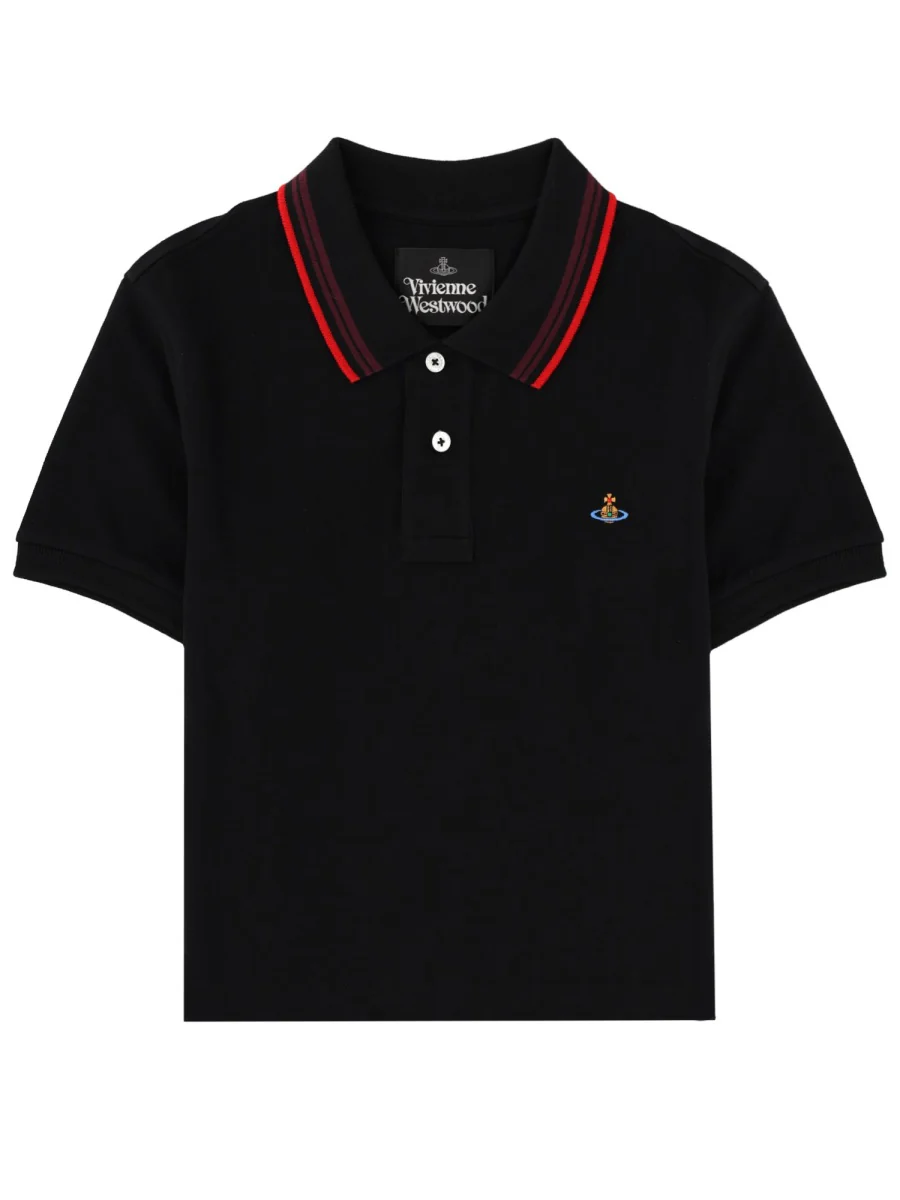 VIVIENNE WESTWOOD Striped-collar Logo Polo Top