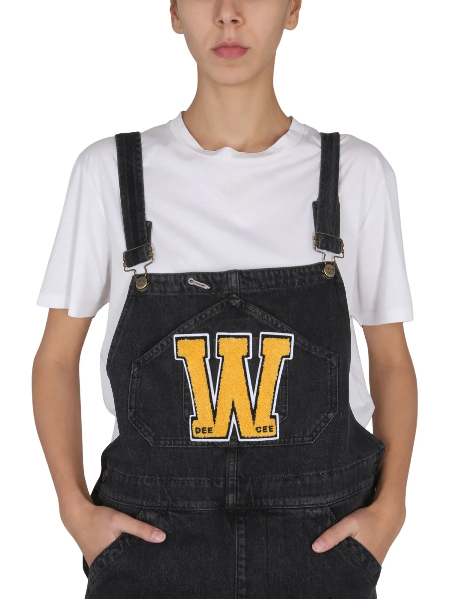 WASHINGTON DEE CEE Logo-print Denim Dungarees - Image 4