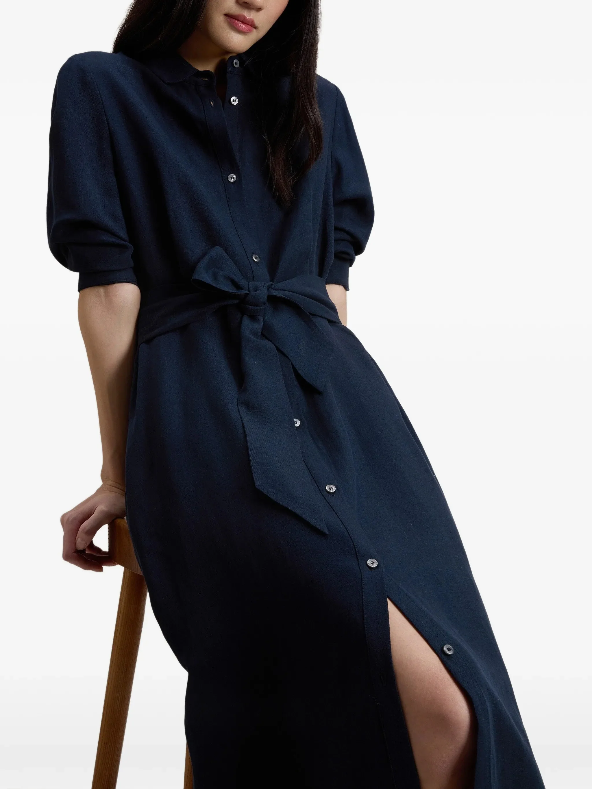 Woolrich Linen Blend Button-Up Shirt with Matching Belt - Size S - Image 4