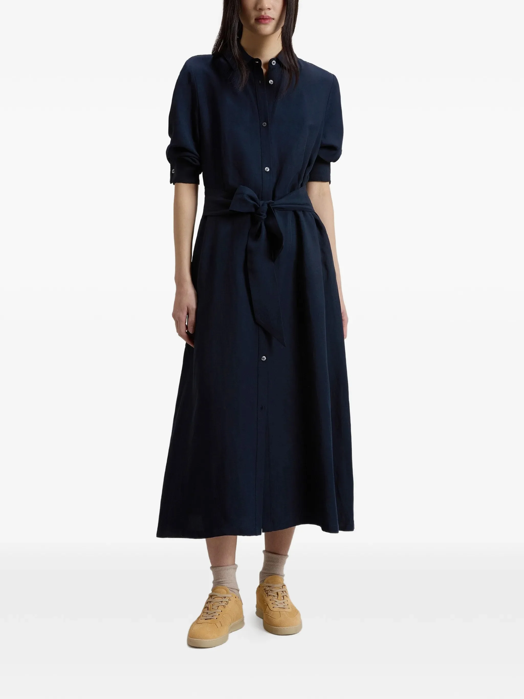 Woolrich Linen Blend Button-Up Shirt with Matching Belt - Size S - Image 5