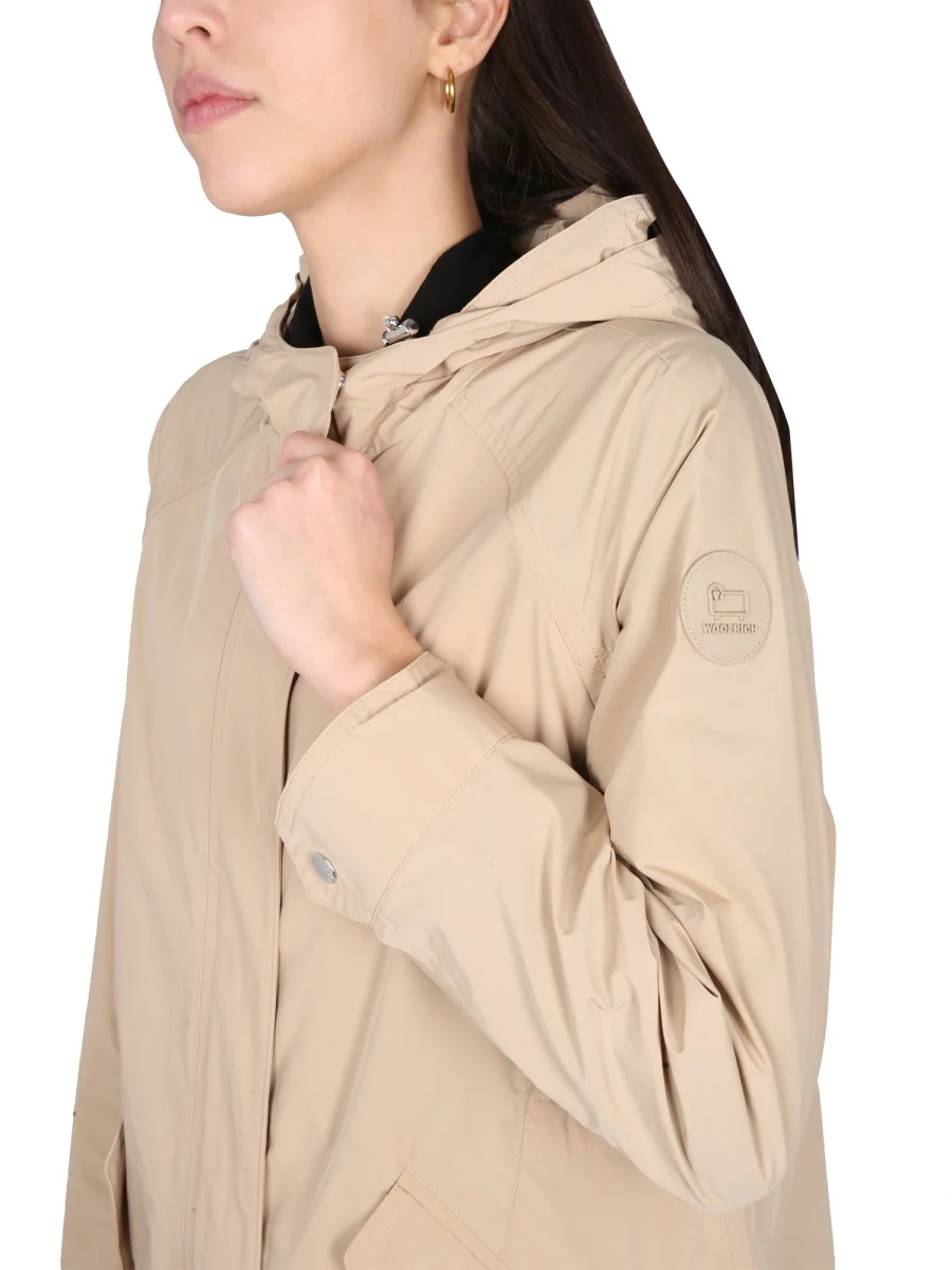 WOOLRICH Women's Long Summer Parka in Urban Touch Fabric with Hood - Image 4