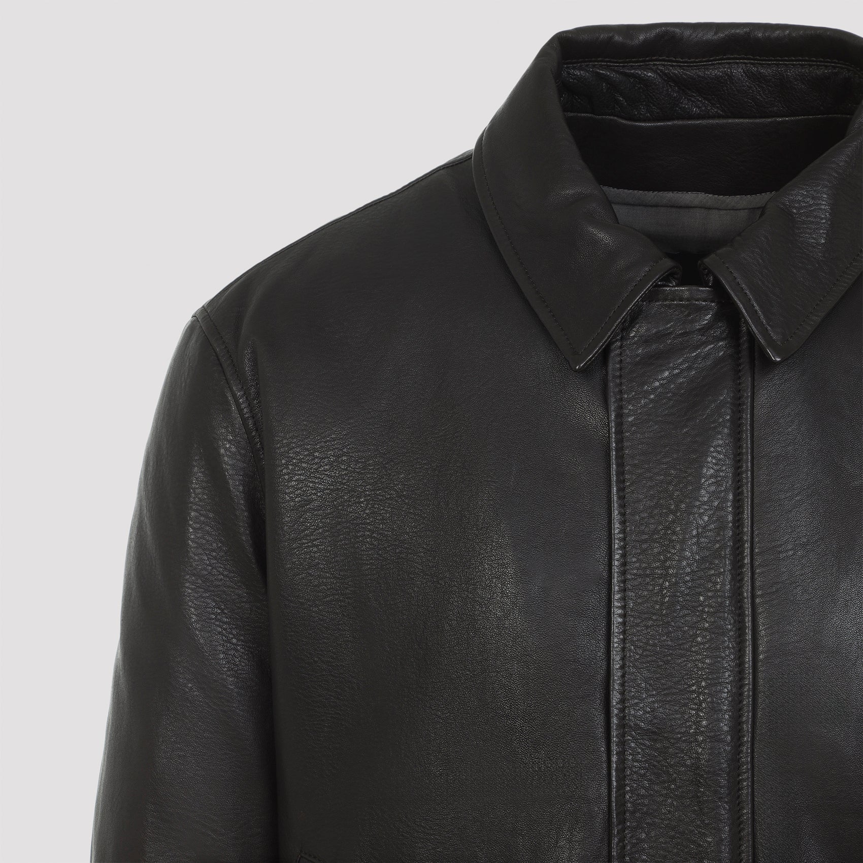 Yves Salomon Collared Lamb Skin Jacket - Image 5